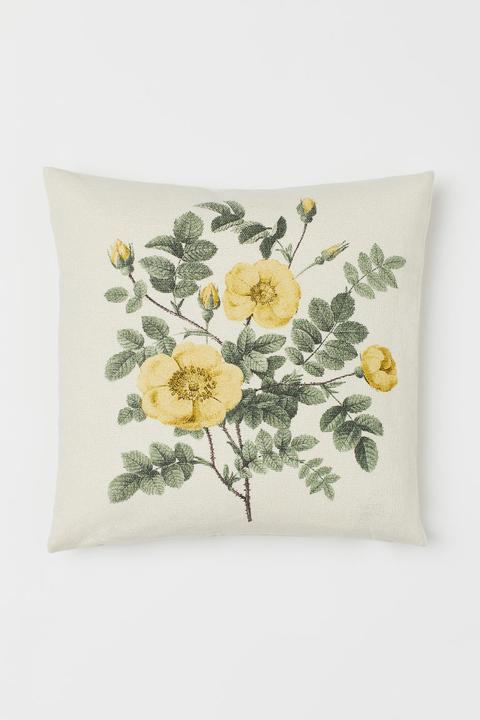 Funda De Cojín Motivo Floral - Beis