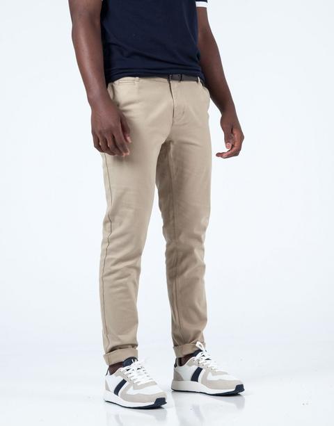 Pantalón Chino Cinturón Beige