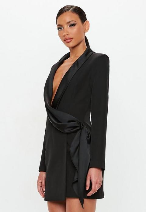 Black Drape Wrap Blazer Dress, Black from Missguided on 21 Buttons
