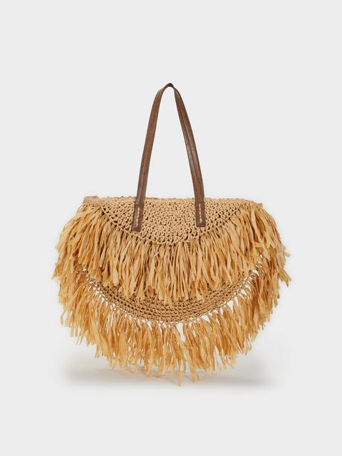 Bolso Shopper Flecos Efecto Rafia