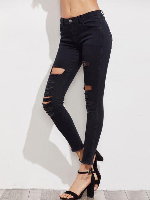 Pantaloni Di Jeans Skinny Strappati