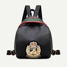 Mochila De Piel Sintética Con Insignias