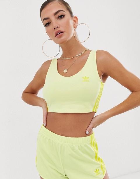 Adidas Originals - Brassière À Trois Rayures - Jaune Fluo