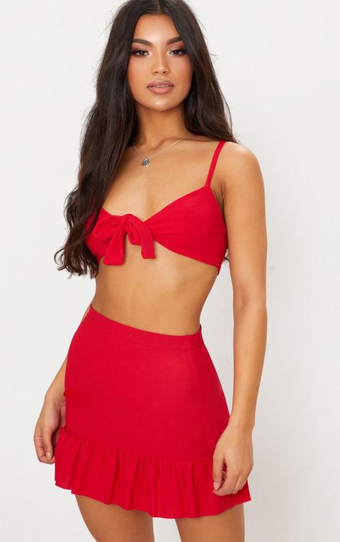 Red Tie Front Bralet