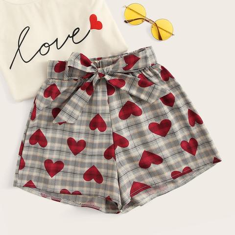 Shorts A Quadri Con Stampa Cuore