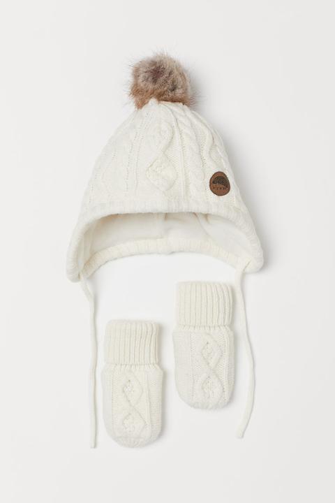 Gorro Y Manoplas - Blanco