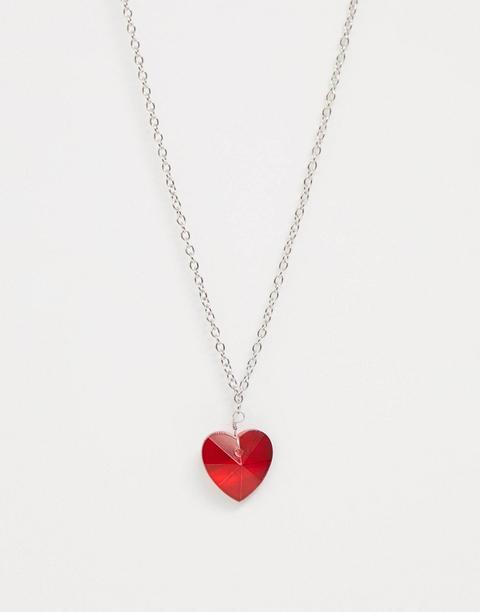 Asos Design - Collana Argento Con Cuore Gioiello - Argento