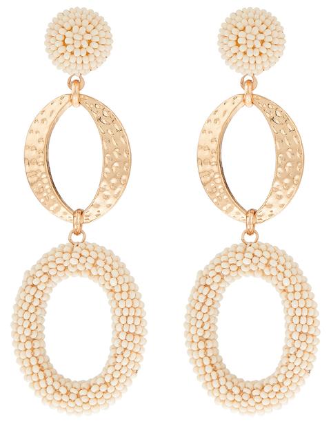 Oval Beaded Drop Earrings