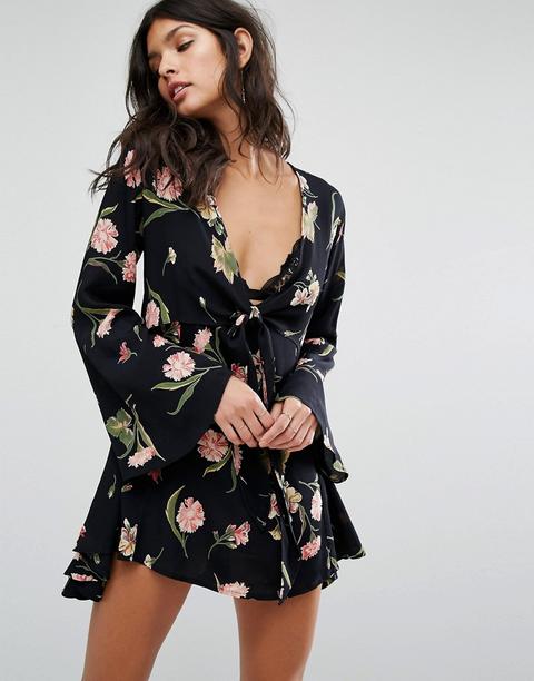 Vestido De Flores Con Detalle De Lazada De Flynn Skye