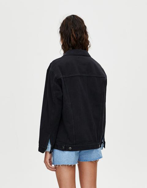 Oversize-jeansjacke Mit Knöpfen