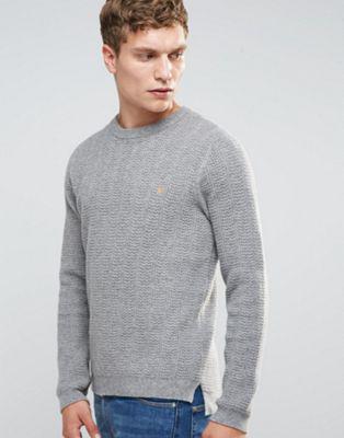 Farah - Maglione Slim Grigio A Coste