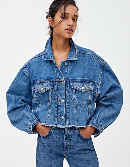 oversized crop jean jacket