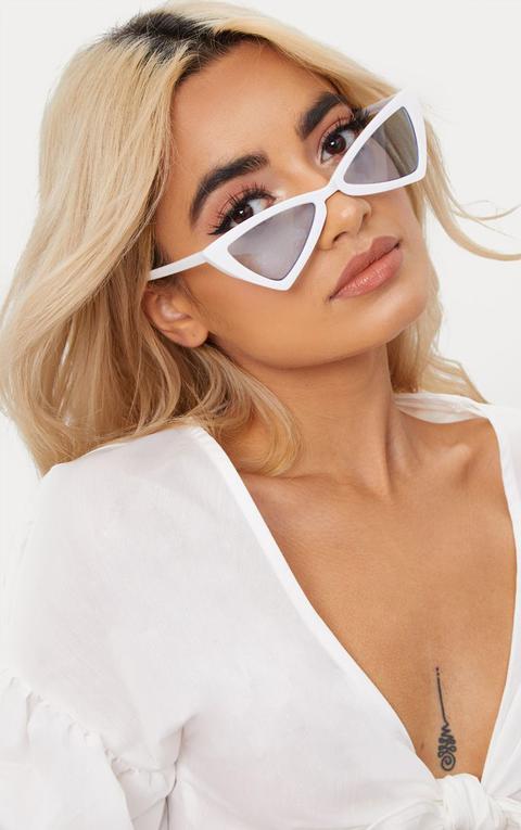 White Triangle Blue Lens Sunglasses