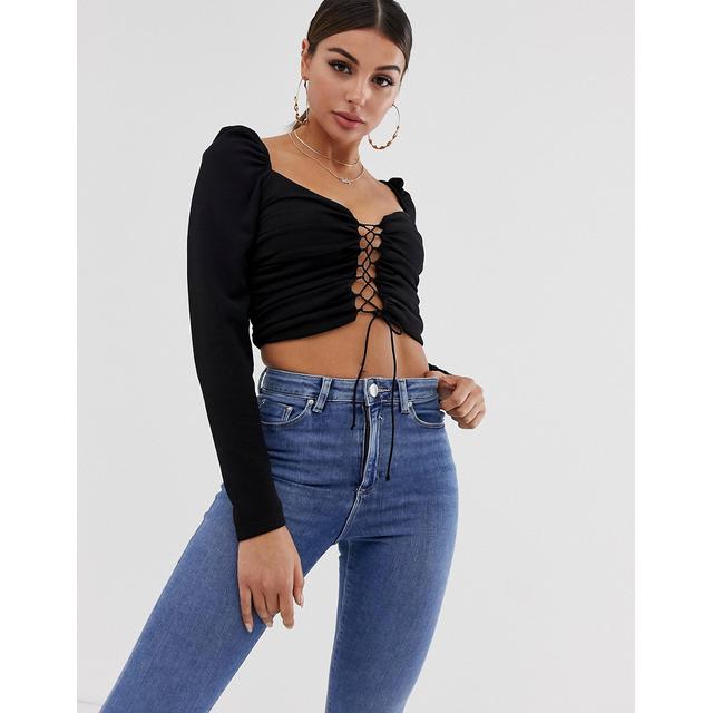 asos black lace top