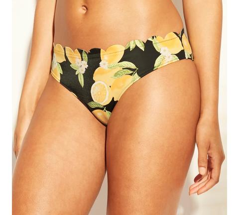 Women's Sun Coast Cheeky Scallop Bikini Bottom - Shade & Shore™ Black Lemon