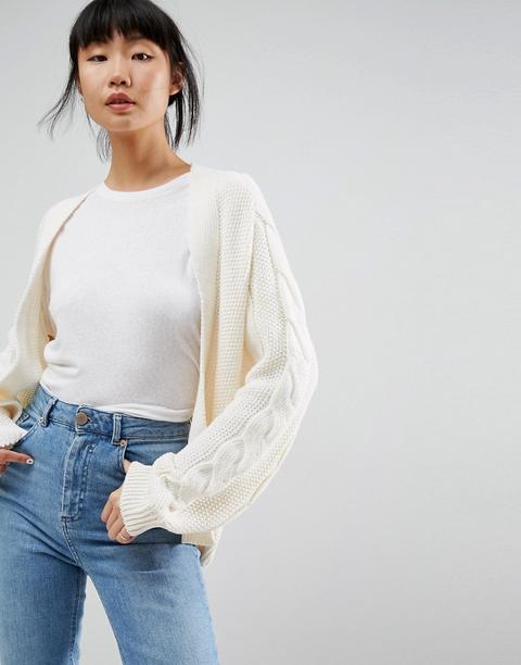 Asos - Cardigan Pesante Oversize Lavorato A Trecce - Crema