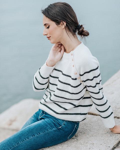 Jersey Marine Botones Corazón