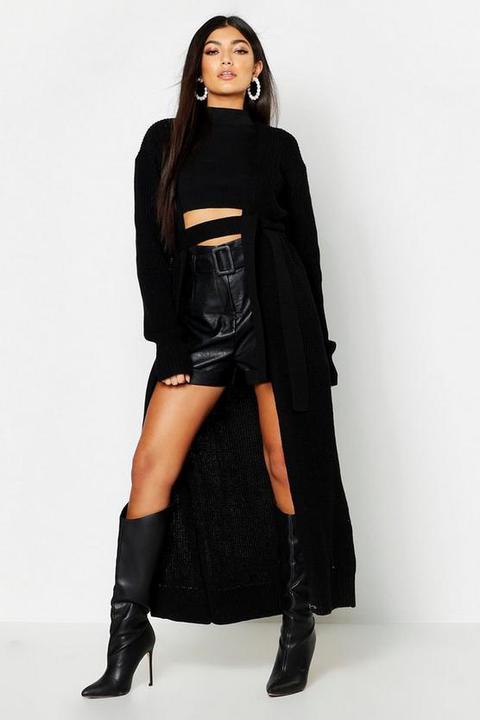 maxi belted cardigan