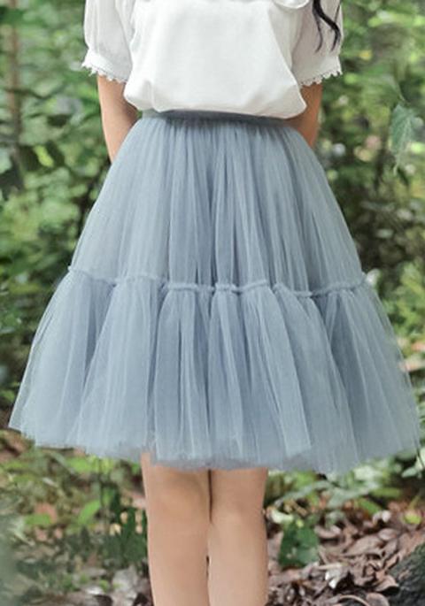 Gonna Tulle A Pieghe Granata Tutu A Vita Alta Dolce Grigio