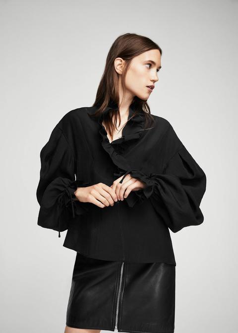 Blusa Manga Abullonada Volantes