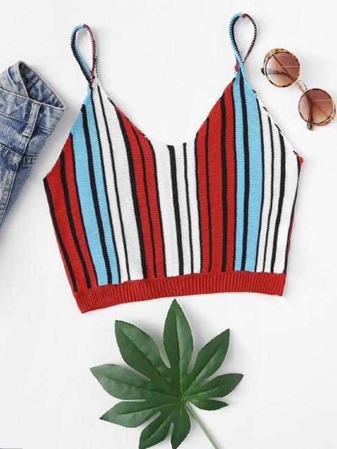 Top Cami Crop In Maglia A Righe