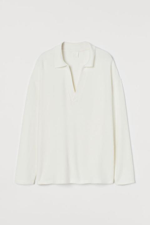 Jersey Con Cuello Camisero - Blanco