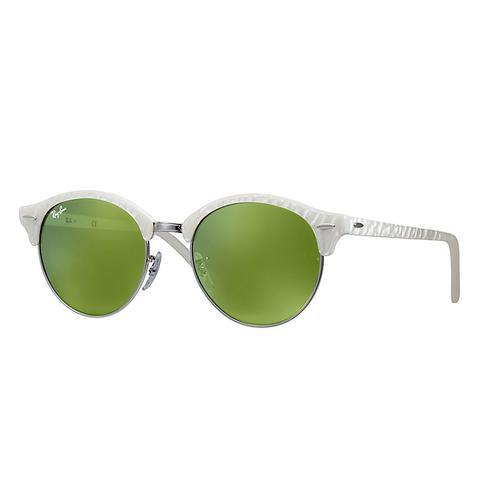 Ray Ban Clubround Unisex Sunglasses Lenti: Verde, Montatura: Bianco - Rb4246 988/2x 51-19