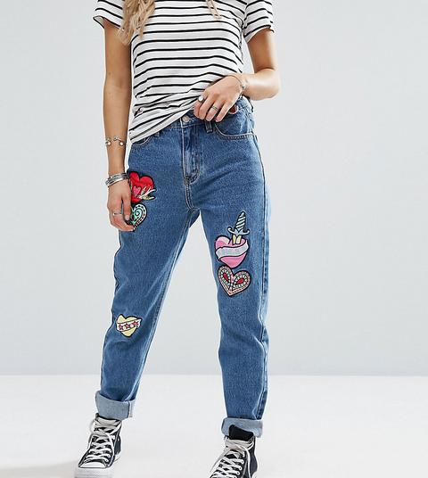 Glamorous Petite - Mom Jeans Con Toppe - Blu