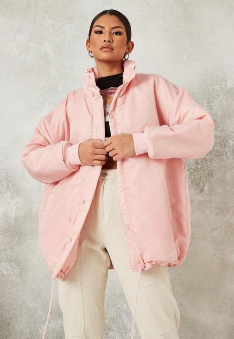 Petite Pink Oversized Coach Jacket, Pink