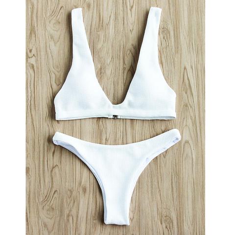 Sets De Bikini Escote V Profundo Con Textura