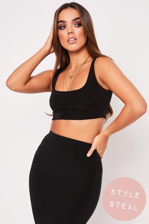 Zara Black Double Slinky Crop Top