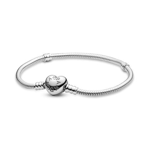 Pandora Moments Heart Clasp Snake Chain Bracelet - Sterling Silver
