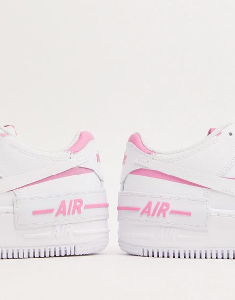 nike air force 1 shadow trainers in white blue and pink