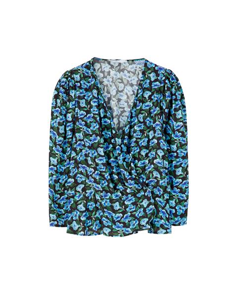 Camisa Cruzada Estampada Volante