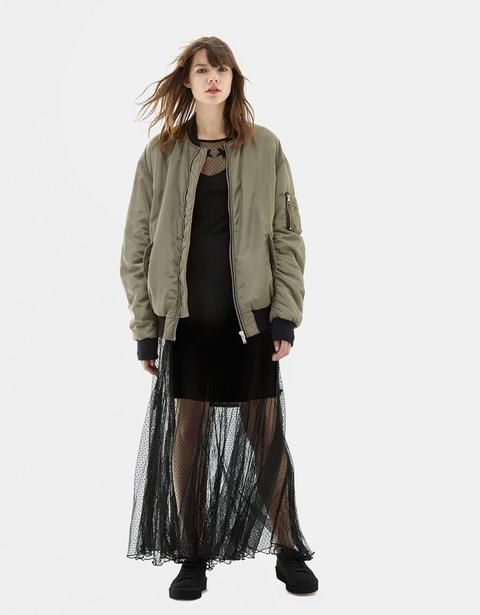 Giubbotto Tipo Bomber Oversize Con Manica Arricciata