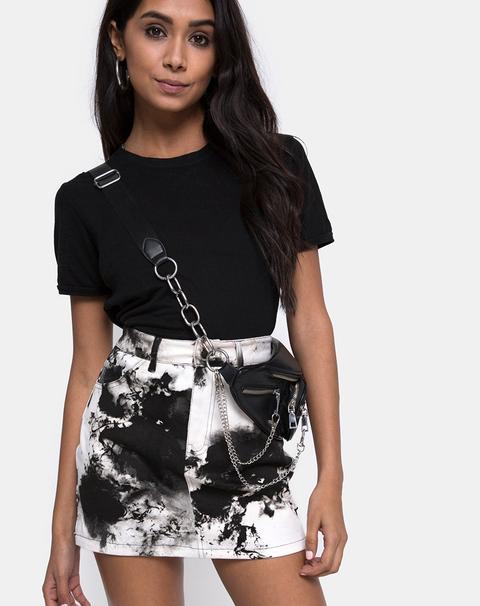 Mini Broomy Skirt In Mono Tie Dye Black And White