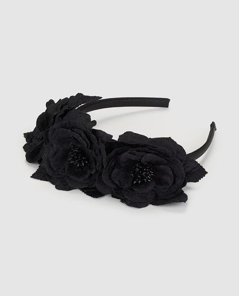 Fórmula Joven - Diadema De Color Negro Con Flores