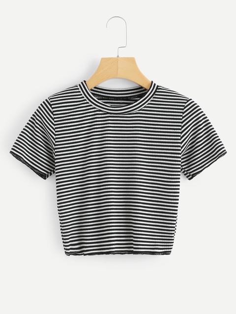 T-shirt A Girocollo A Righe