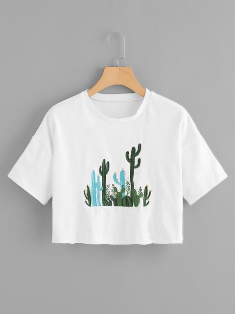 Cactus Embroidery Tee