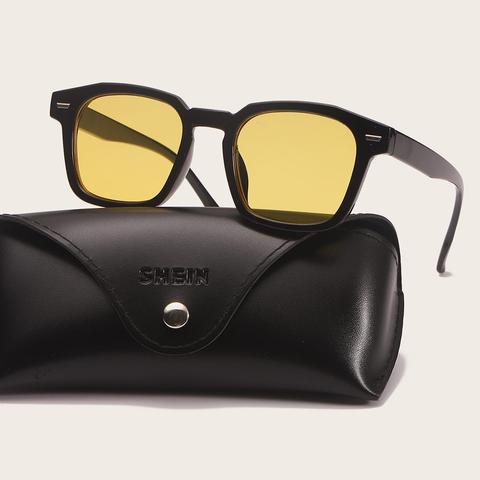 Men Tinted Lens Square Frame Sunglasses