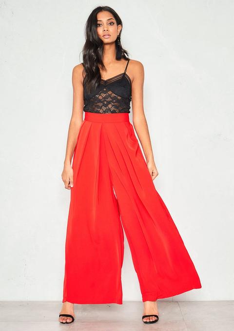 Melanie Red Wide Leg Trousers