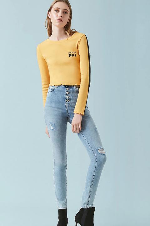 High-rise Exposed Button Skinny Jeans