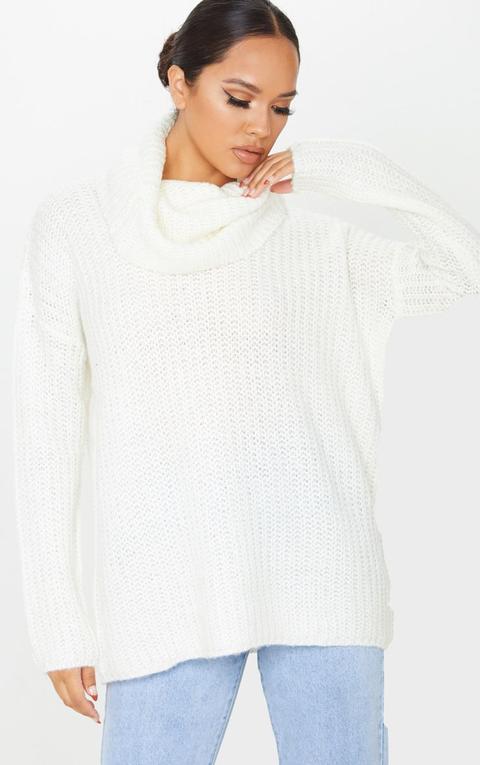 Cream Soft Knit Roll Neck Jumper