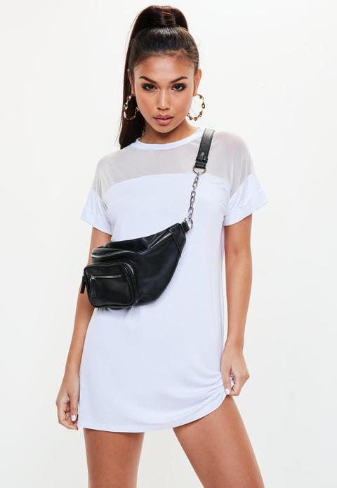 White Mesh T-shirt Dress