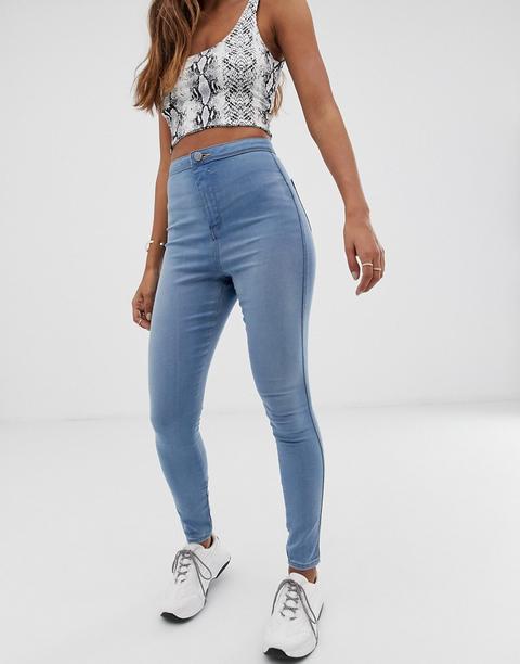 Asos Design Rivington High Waisted Jeggings In Light Stonewash Blue