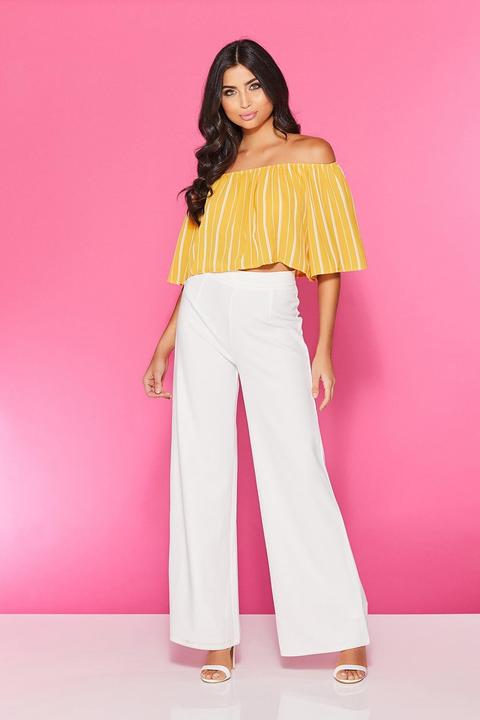 Cream Wide Palazzo Trousers