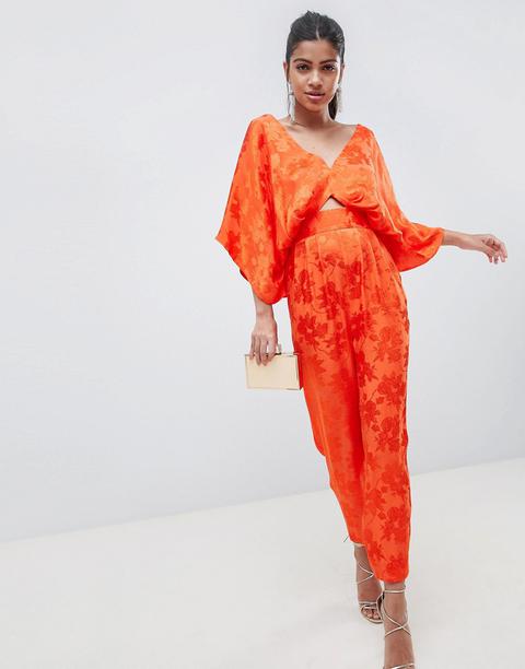 Mono Largo Con Manga Kimono Y Detalle De Abertura De Jacquard De Asos Design