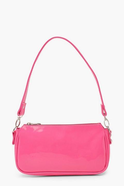 Womens Patent Shoulder Bag - Pink - One Size, Pink