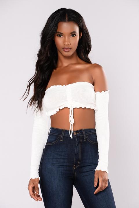 Serena Off Shoulder Smock Top - Ivory