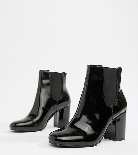 Asos Design Wide Fit Bravo Patent Chelsea Ankle Boots - Black